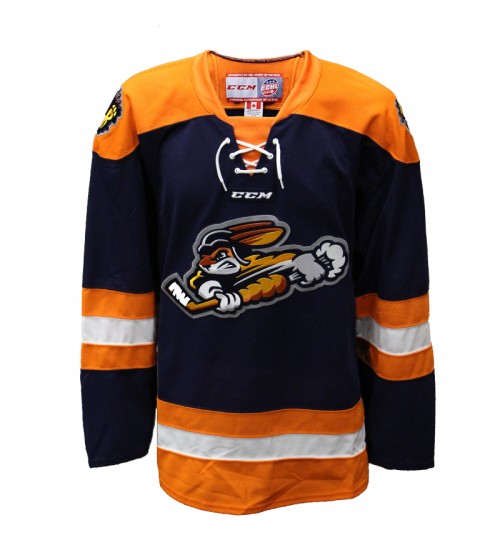 Custom ECHL 2016 17 Greenville Swamp Rabbits Hockey Jersey Dark Blue